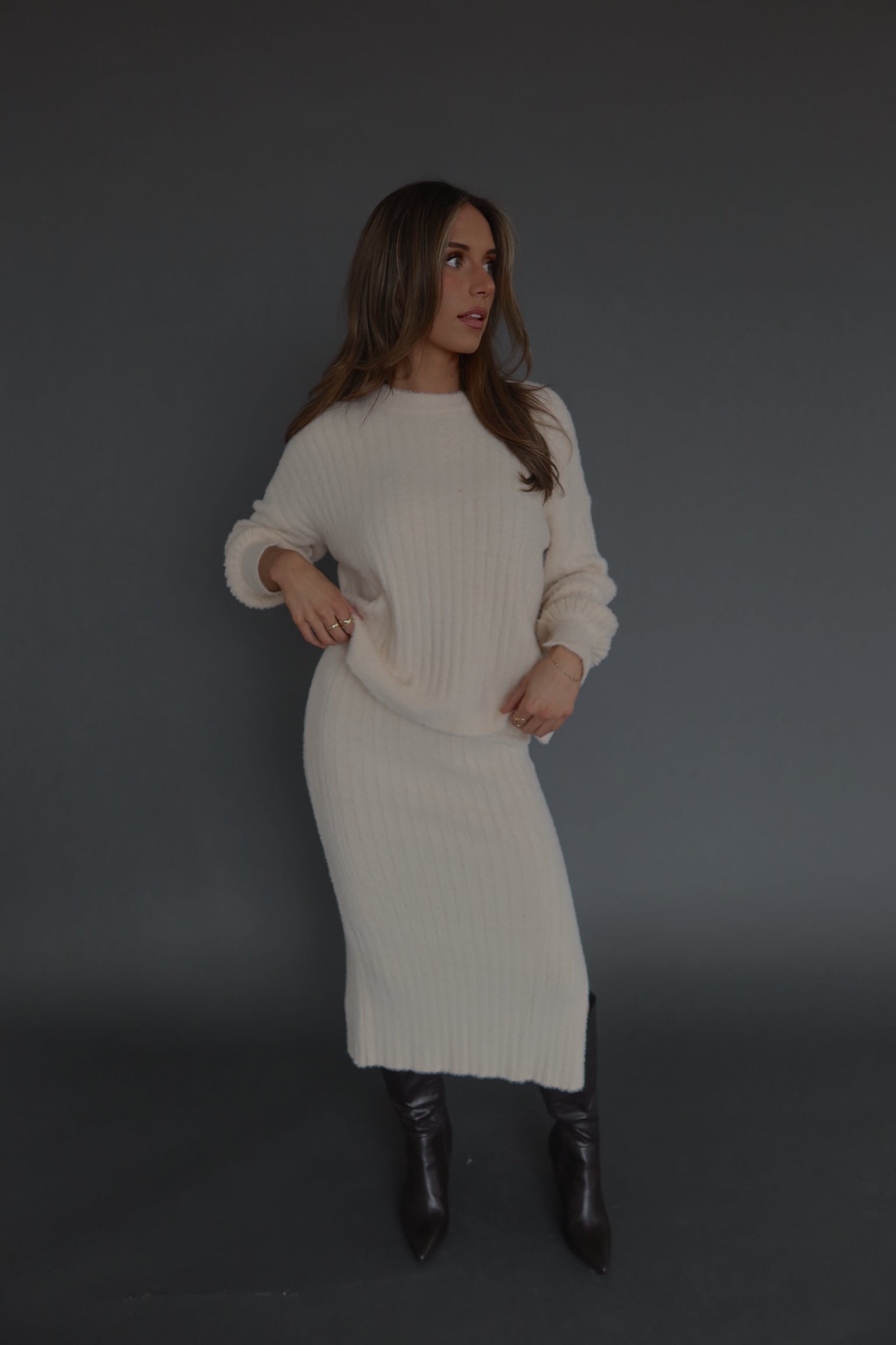 Andie Ribbed Long Sleeve Knit Top