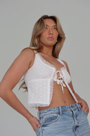 RESTOCKED :Charlotte Eyelet Split Front Top