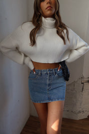 Luna Ivory Crop Turtleneck Sweater