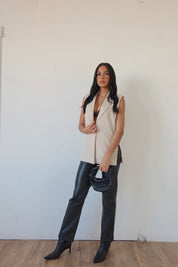 Maren Sleeveless Blazer In Beige
