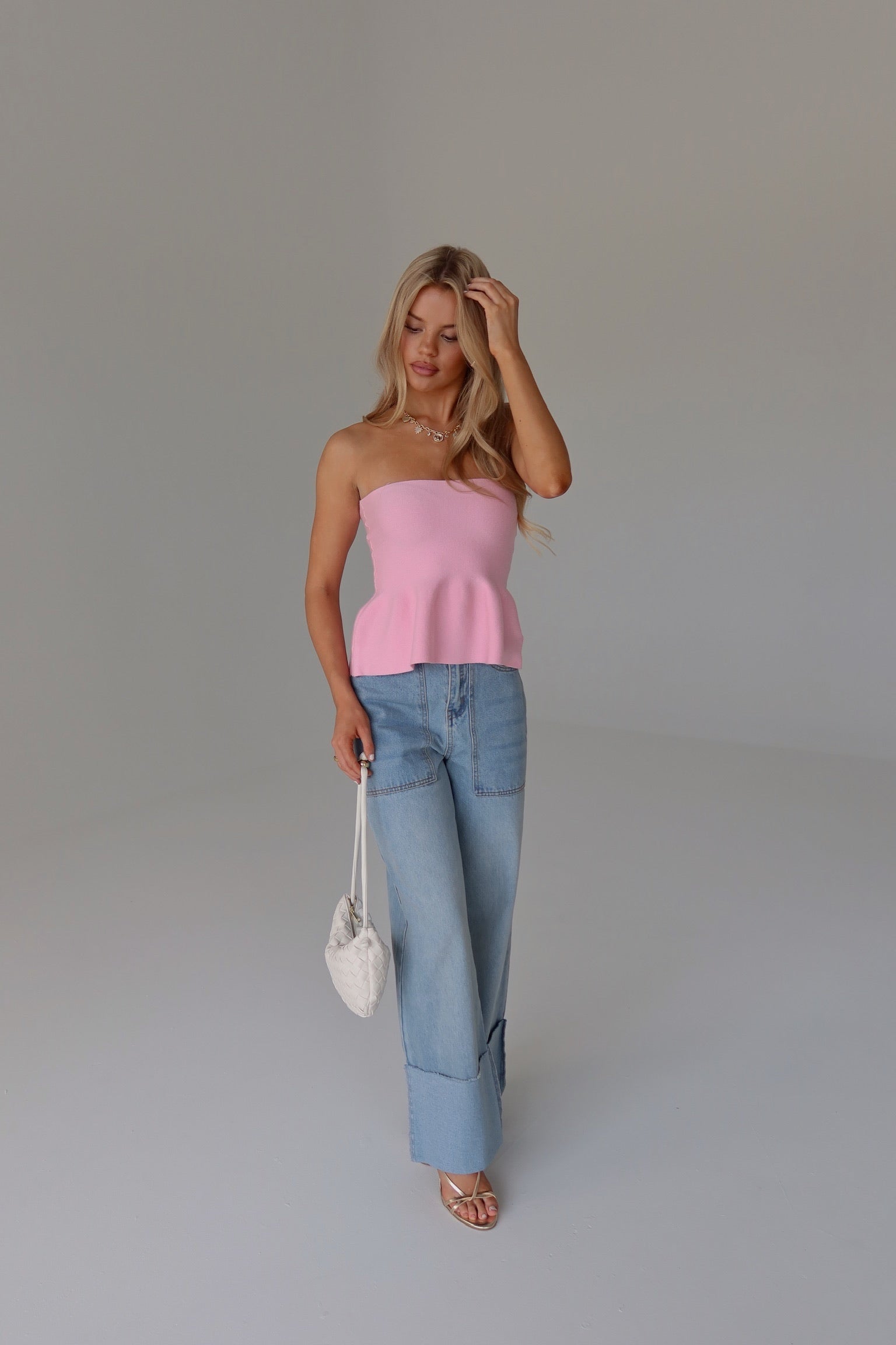 Arianna Wide Leg Cuffed Jeans