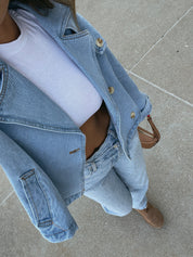 RESTOCKED :Cropped Denim Trench Jacket