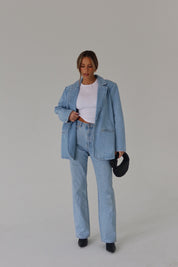 Heather Oversized Denim Blazer