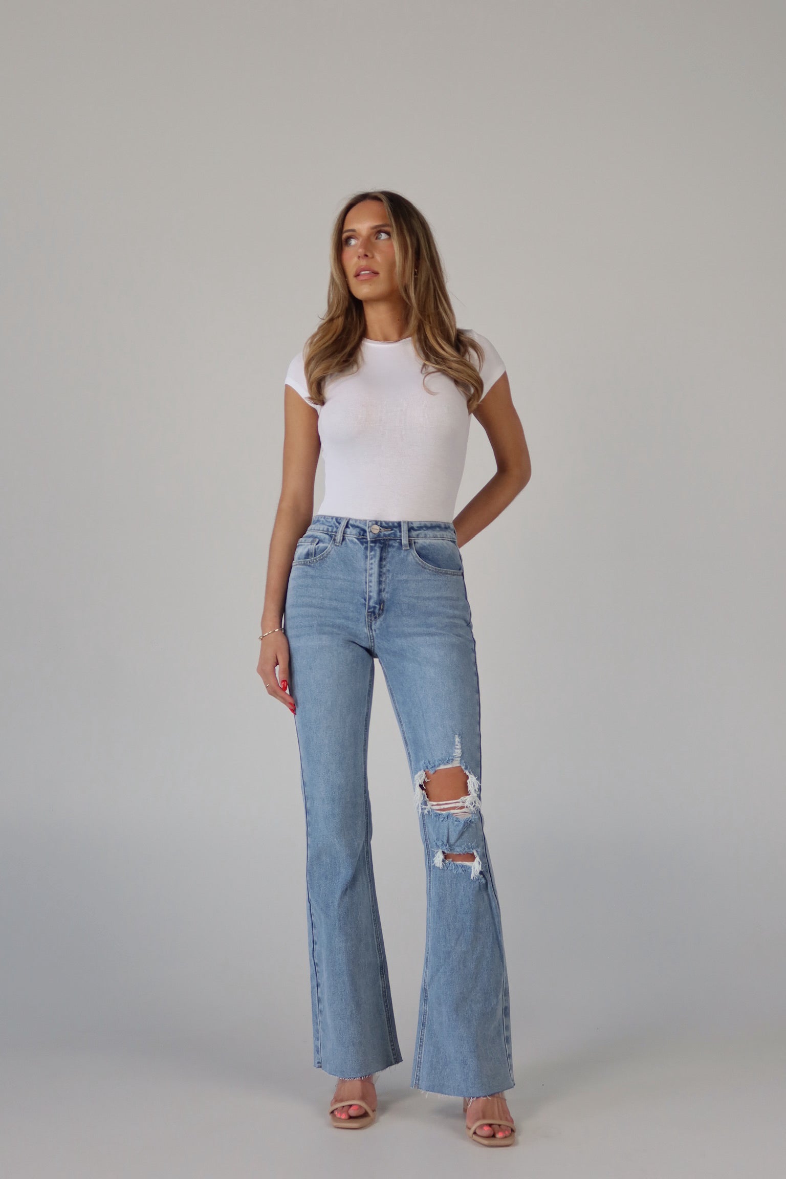 Matty Distressed Flare Jeans