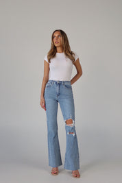 Matty Distressed Flare Jeans