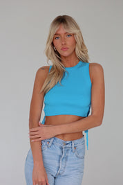 Carlee Side Tie Aqua Blue Top