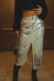 Metallic Midi Skirt