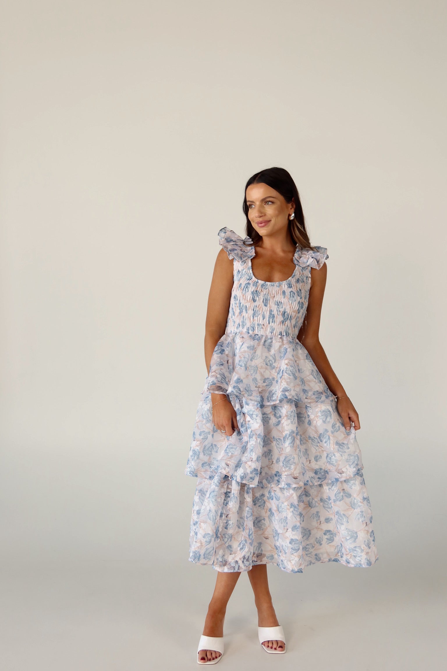 Veda Floral Tiered Midi Dress