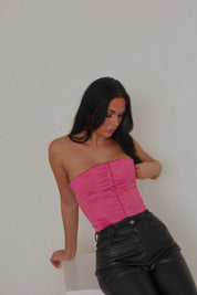 Peony Satin Lace Up Corset Top