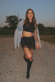 Jewell Mesh Rhinestone Mini Skirt