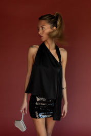 Britney Black Sequin Mini Skirt