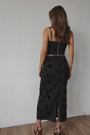 Tia Velvet Floral Midi Skirt