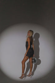 RESTOCKED :Charming Sparkle Black Mini Dress