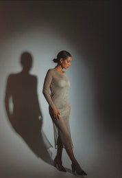Golden Mesh Midi Dress