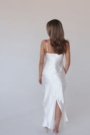 Naomi Floral Hem Silk Maxi Dress In Oyster