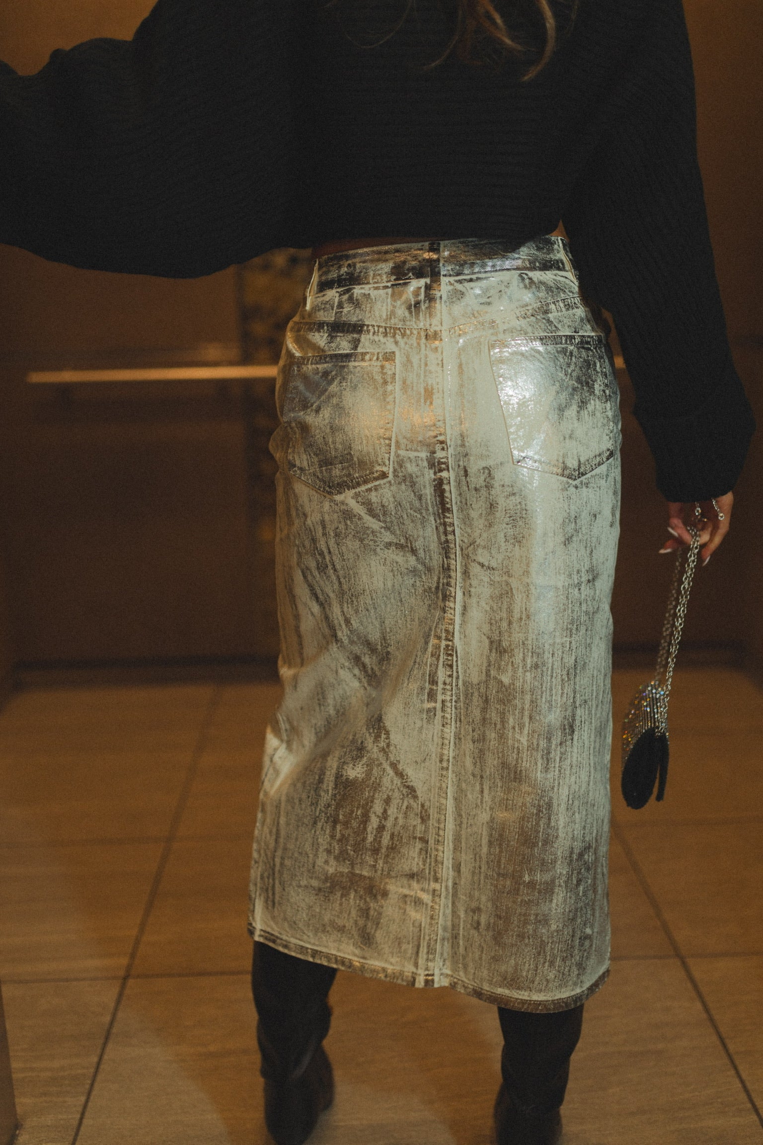 Metallic Midi Skirt