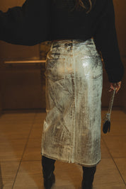 Metallic Midi Skirt
