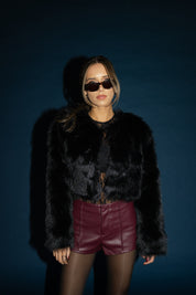 Jayda Faux Fur Jacket In Black