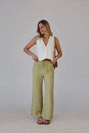 Leila White Linen Vest
