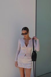 Erika Button-Down Long Sleeve Top in Blush