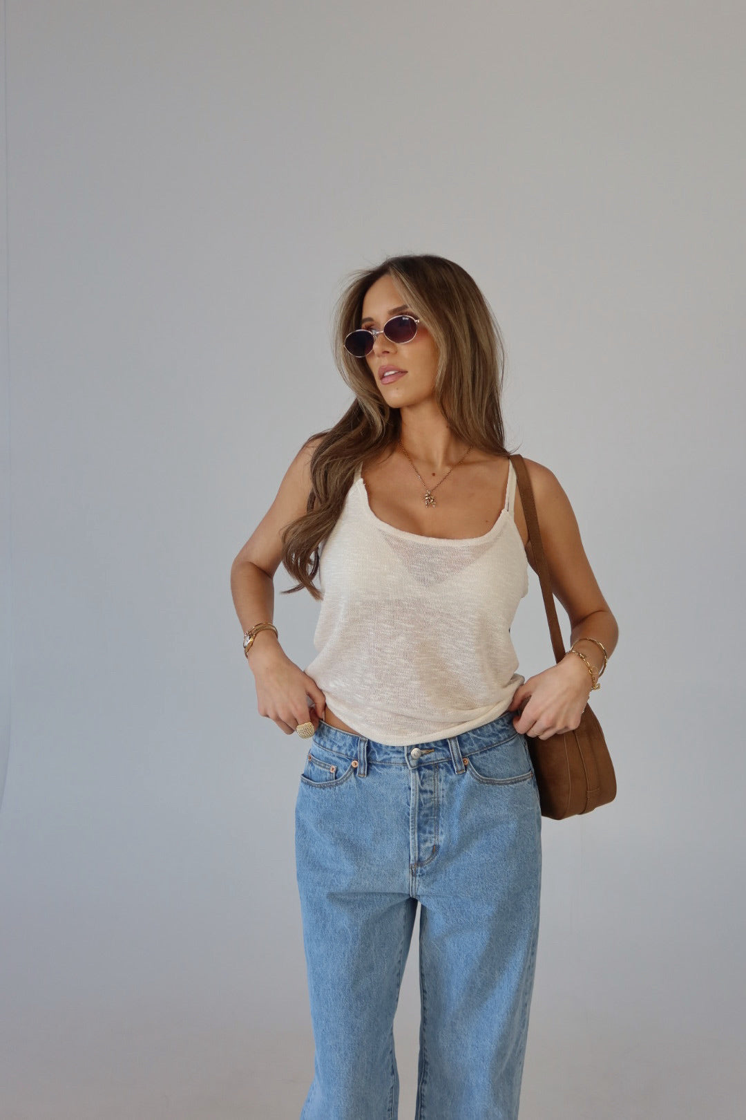 Elena Relaxed Tank in Cream