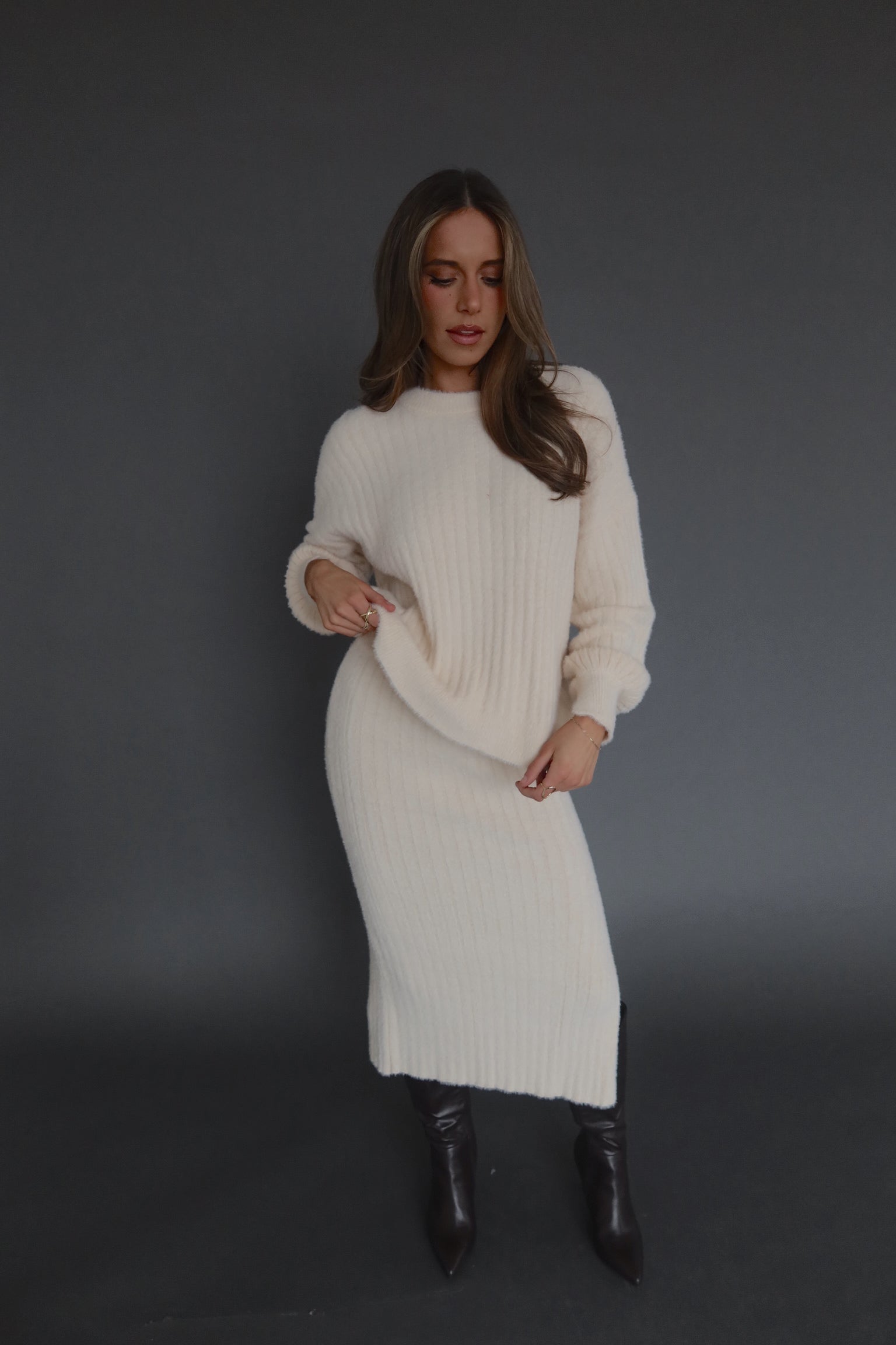 Andie Ribbed Knit Midi Skirt