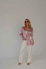 Lilianna Satin Button-Down Top