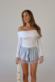 Devyn Satin Short in Dusty Blue