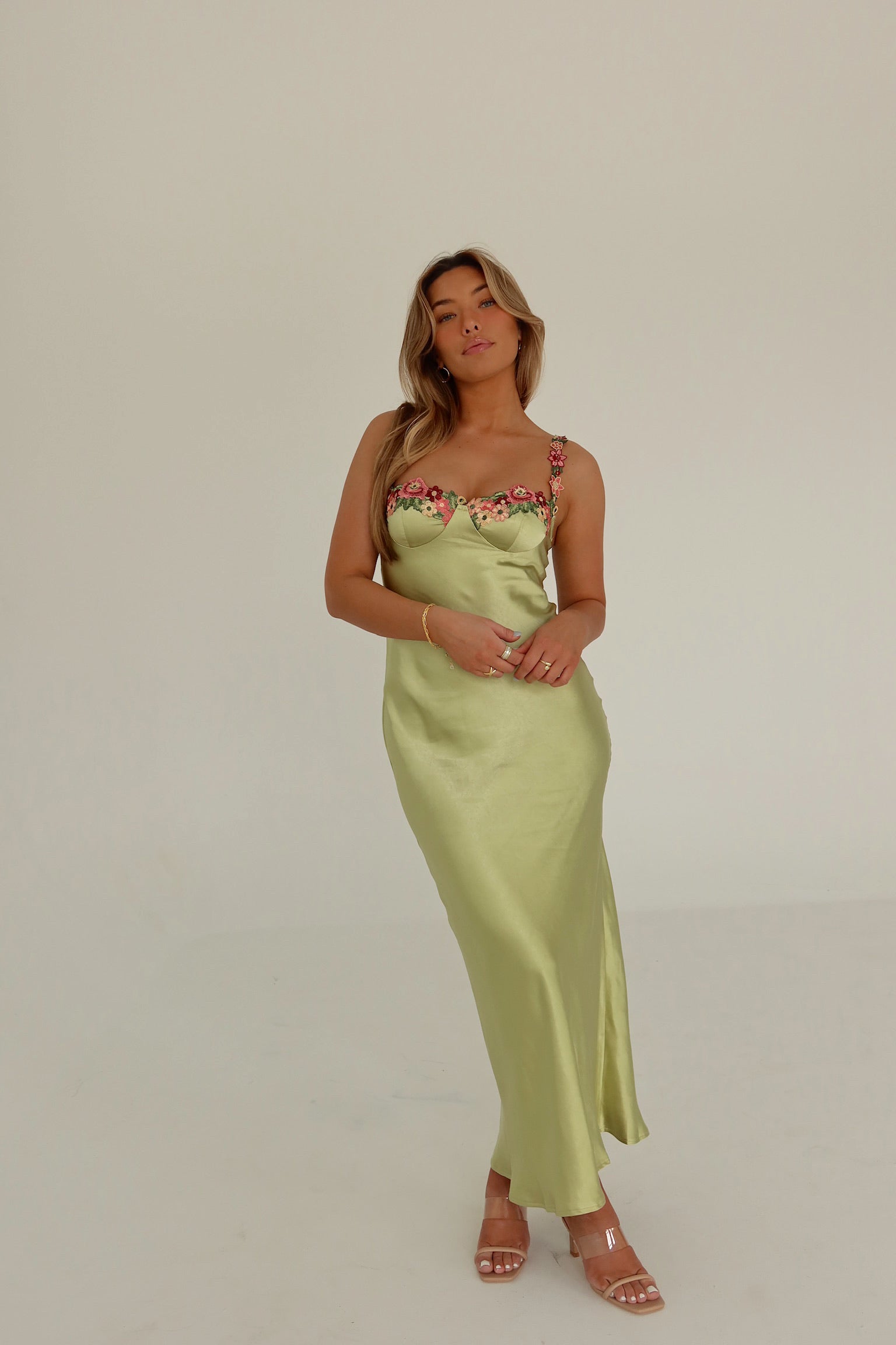 Naomi Floral Hem Silk Maxi Dress