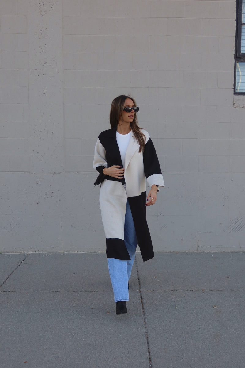 RESTOCKED :Knit Colorblock Trench