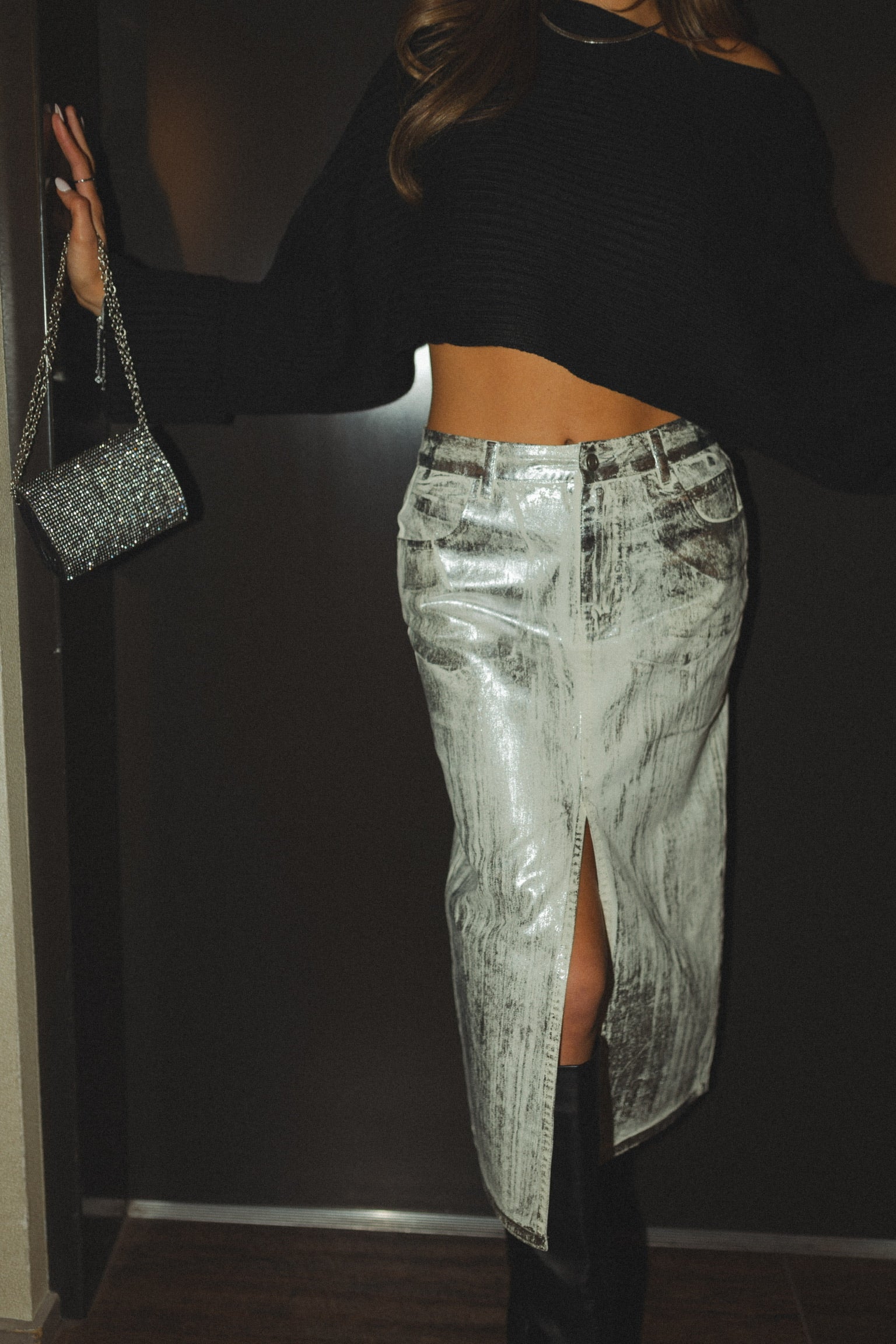 Metallic Midi Skirt