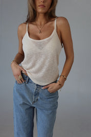 Elena Relaxed Tank in Cream