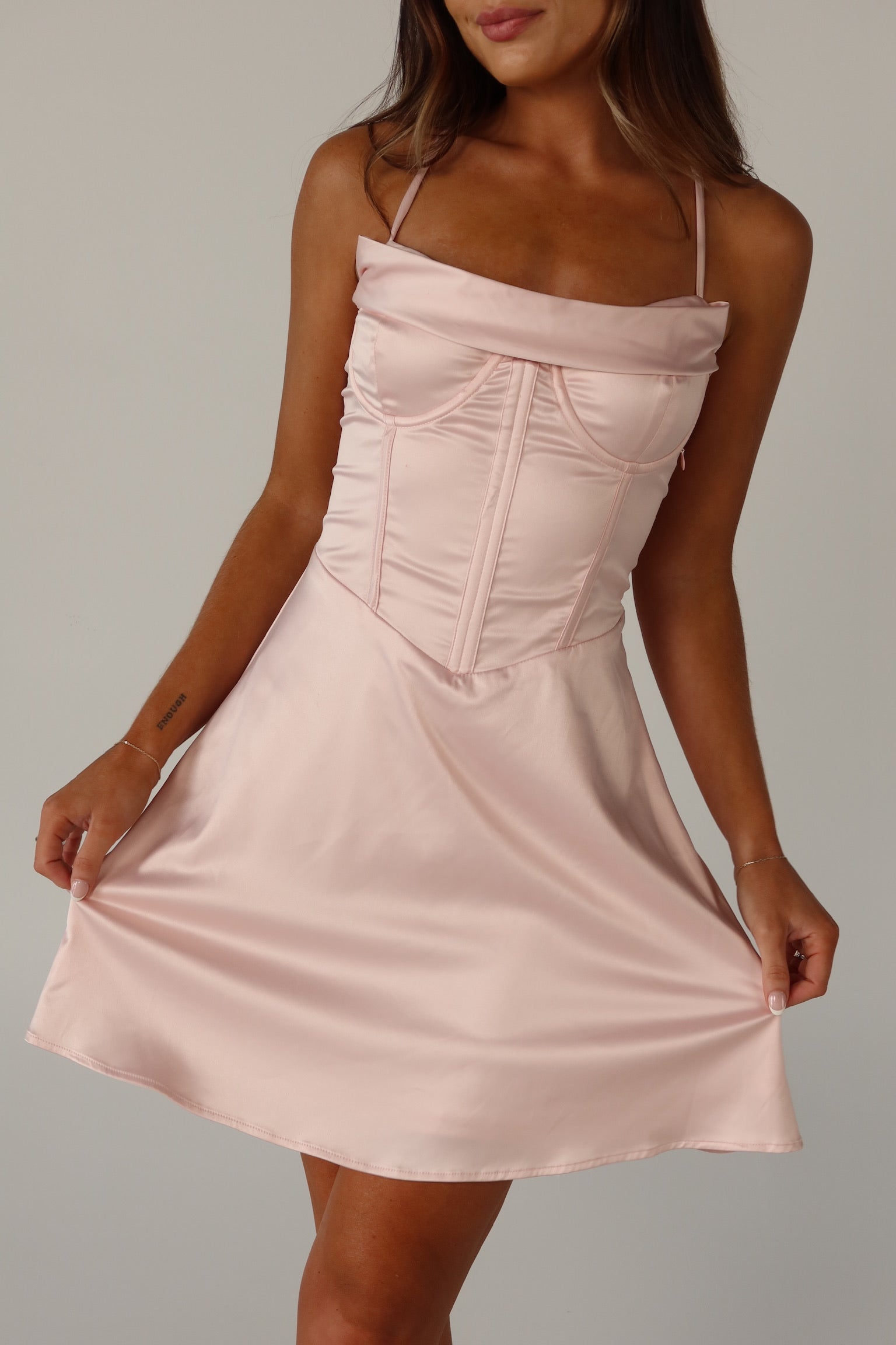 Kelsea Satin Bustier Mini Dress