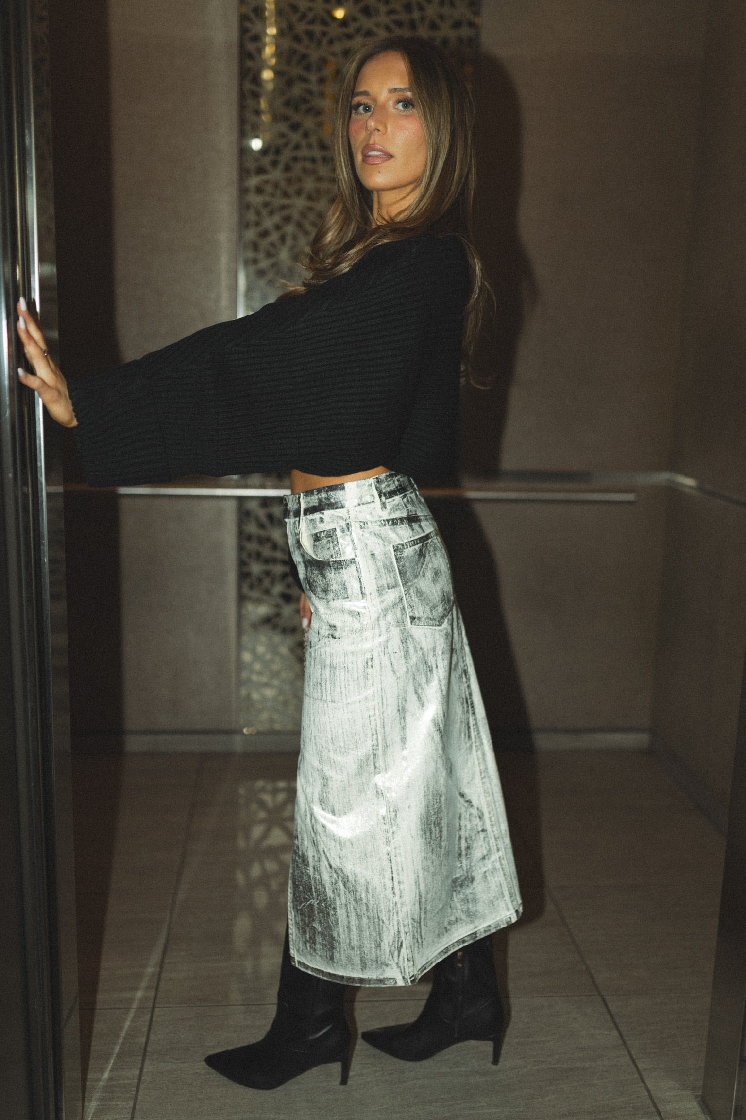 Metallic Midi Skirt