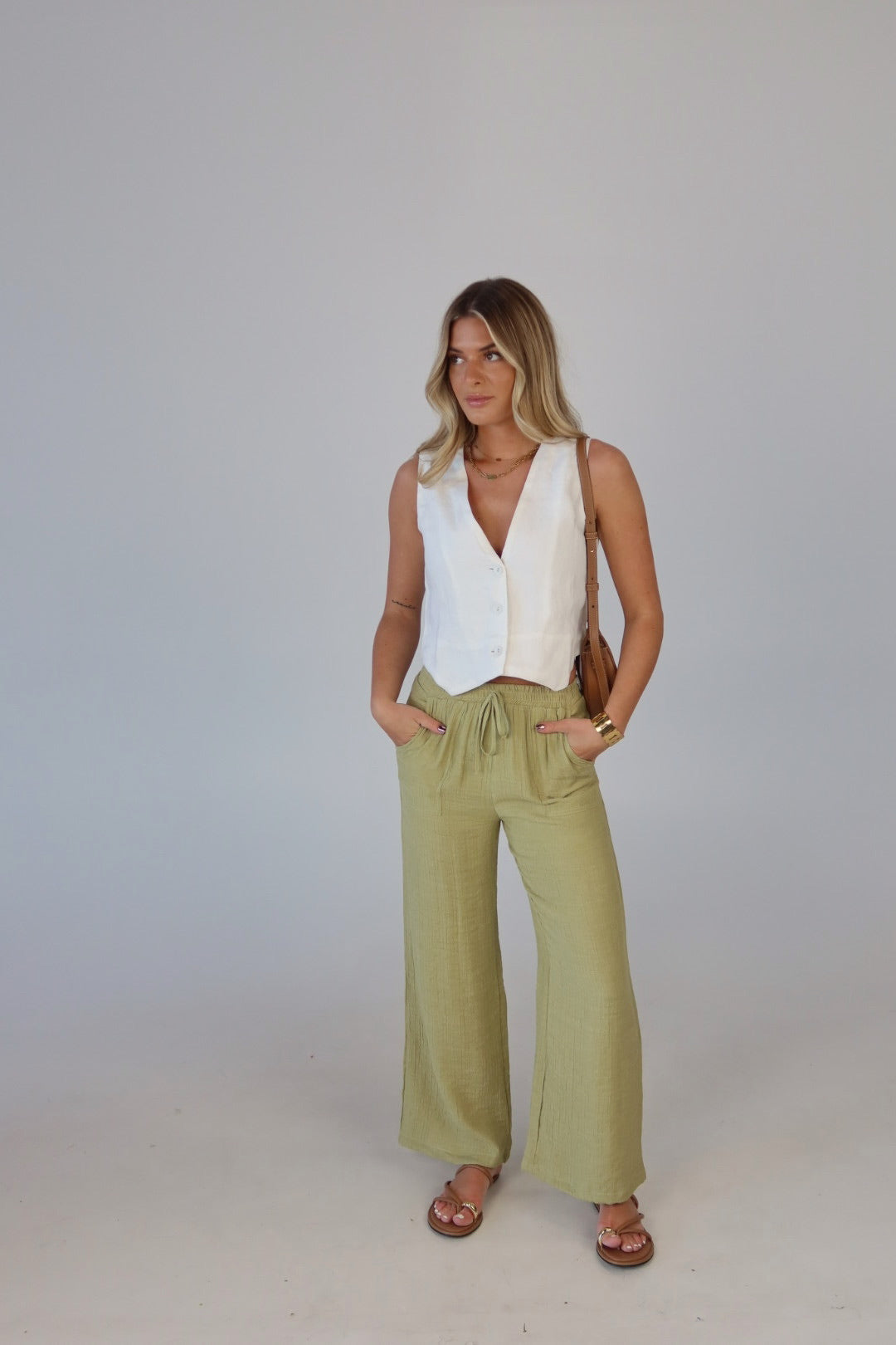 Quinn Pull On Pant in Green