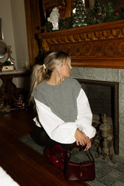 Kinley Knit & Woven Mix Balloon Sleeve Top