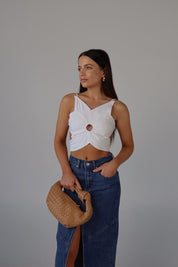 SALE :Eva Open Back Flower Top
