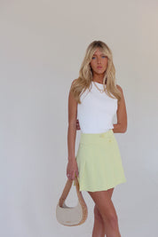 Lemon Pleated Mini Skirt