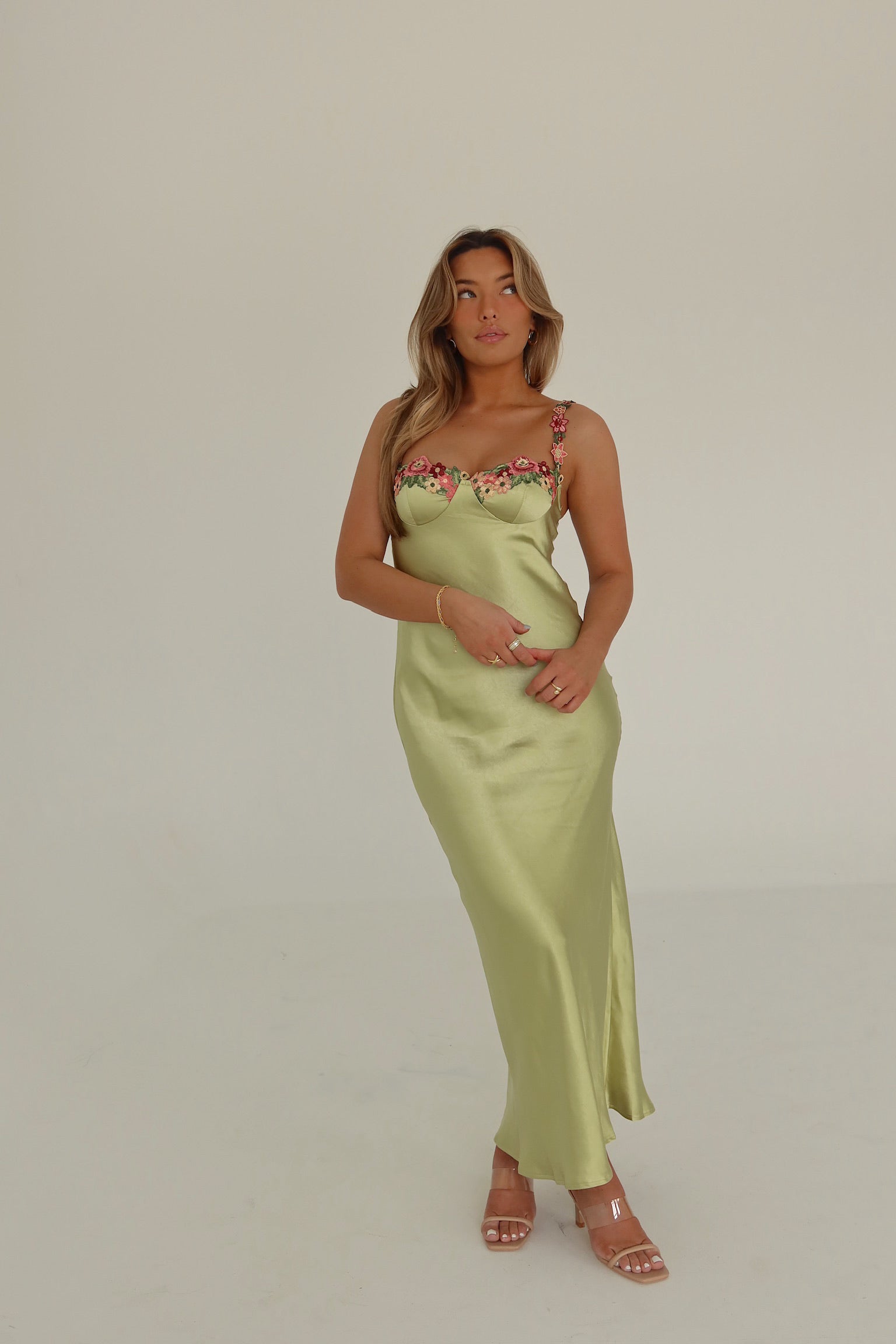 Naomi Floral Hem Silk Maxi Dress