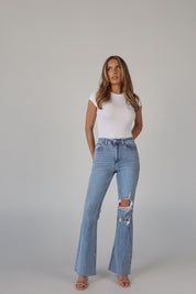 Matty Distressed Flare Jeans