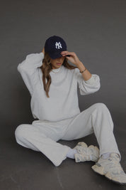 RESTOCKED :Lennox Crew Neck Sweatshirt In Heather White
