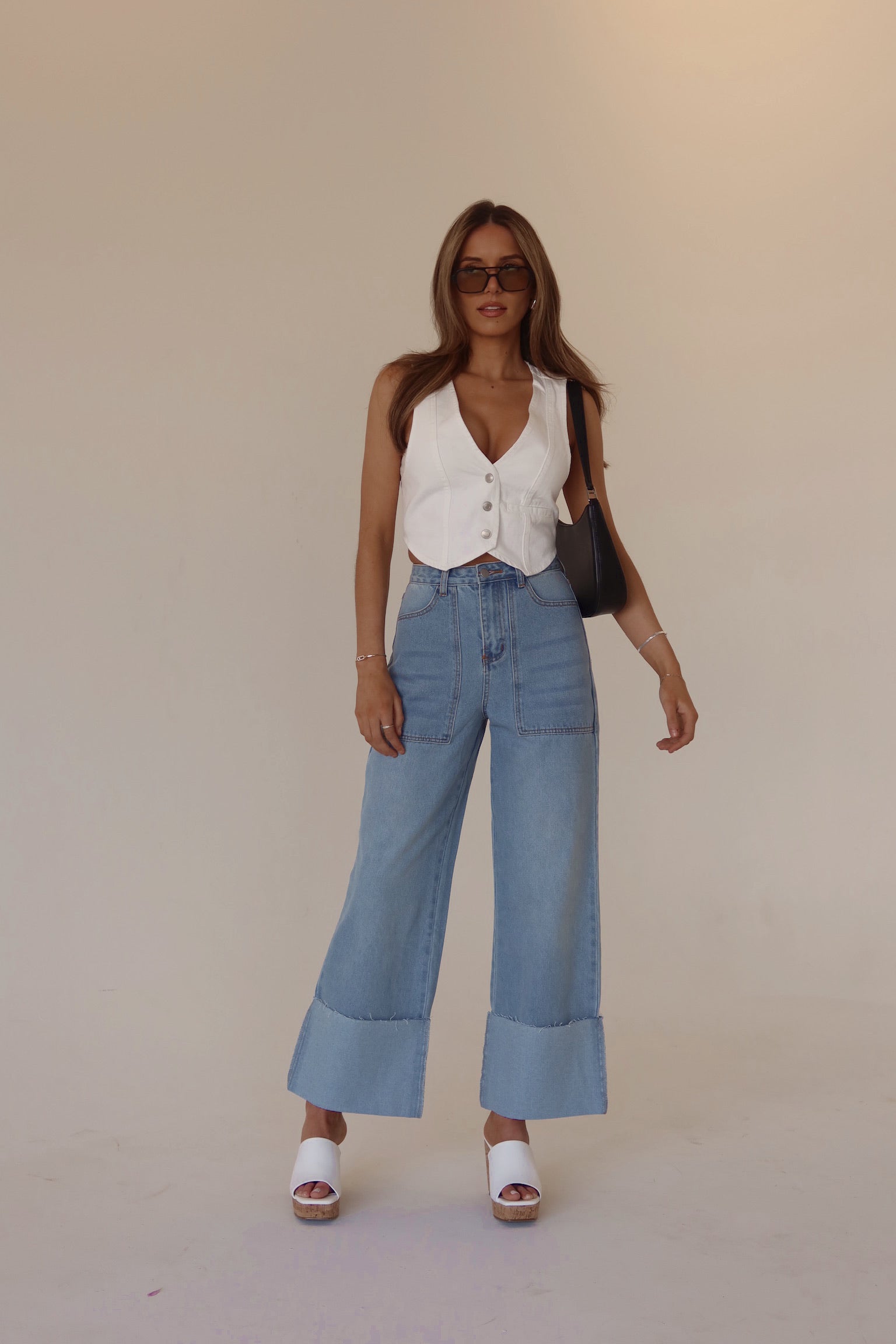 RESTOCKED :Aviana Denim Vest In White