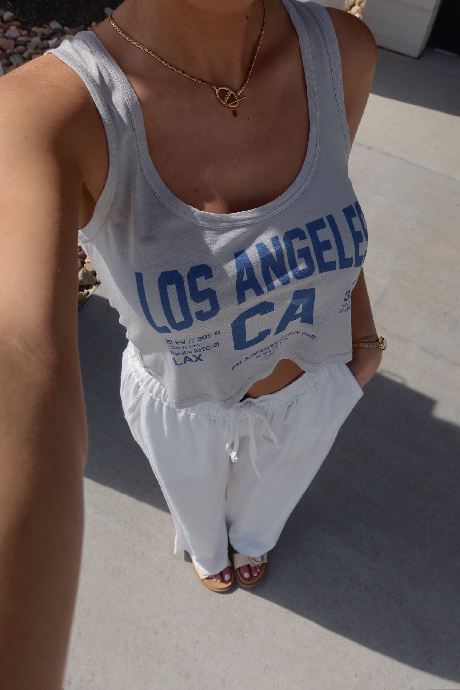 Los Angeles Boxy Tank In Grey