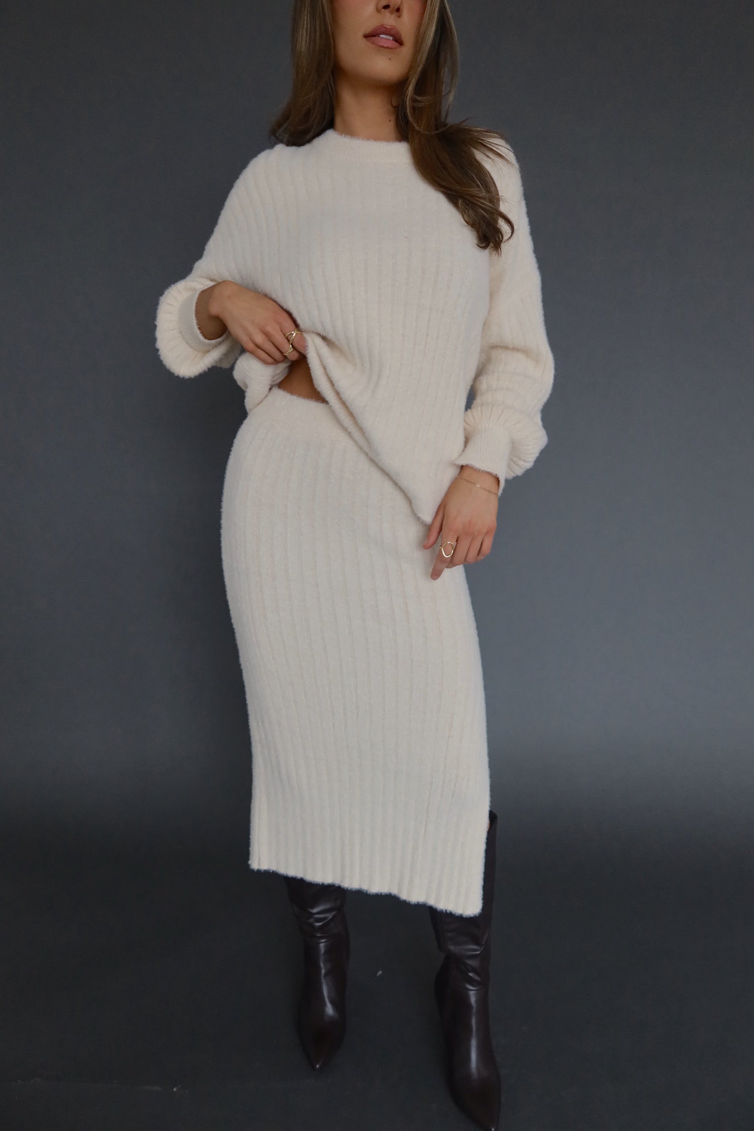 Andie Ribbed Long Sleeve Knit Top