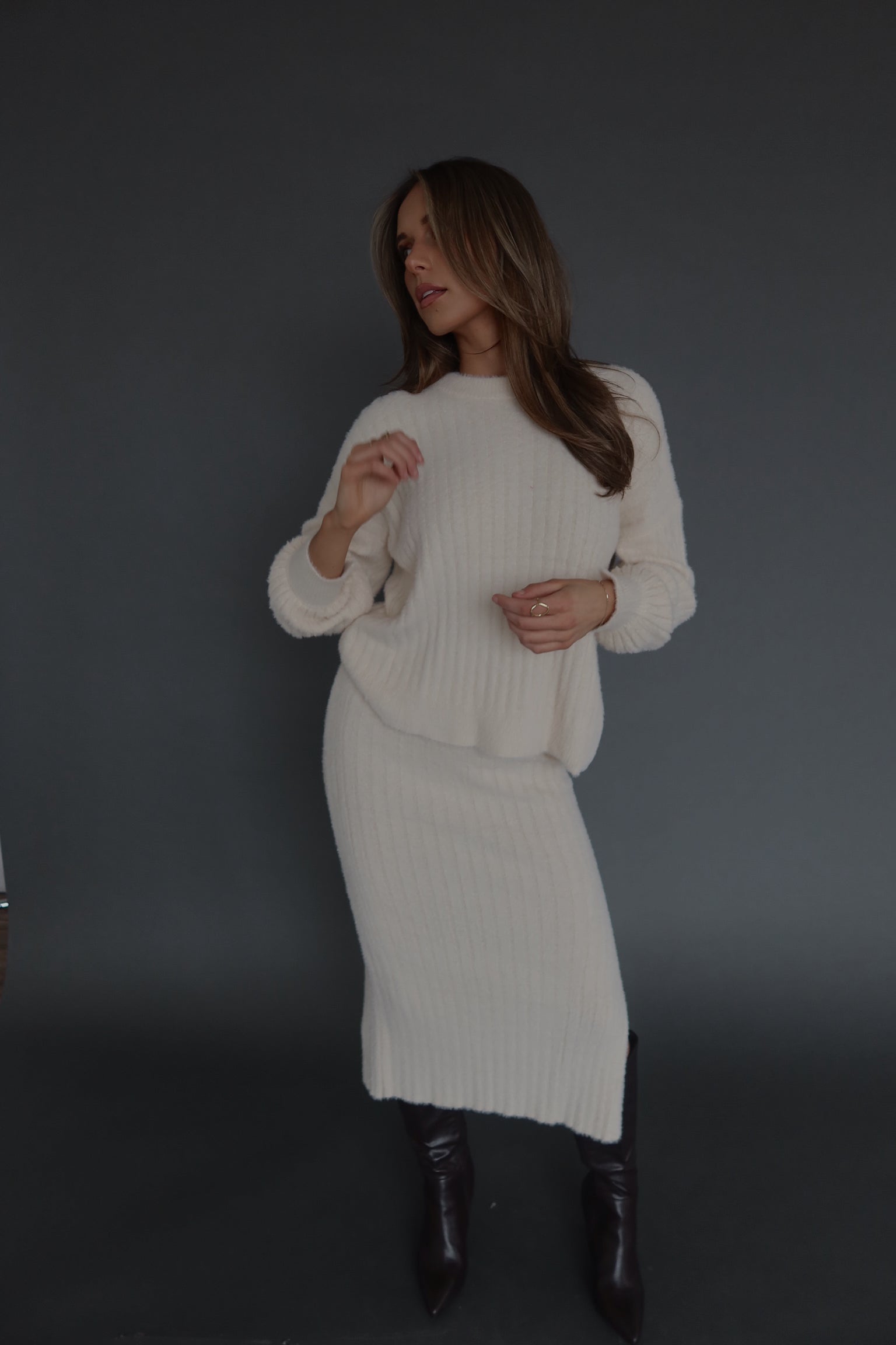 Andie Ribbed Long Sleeve Knit Top