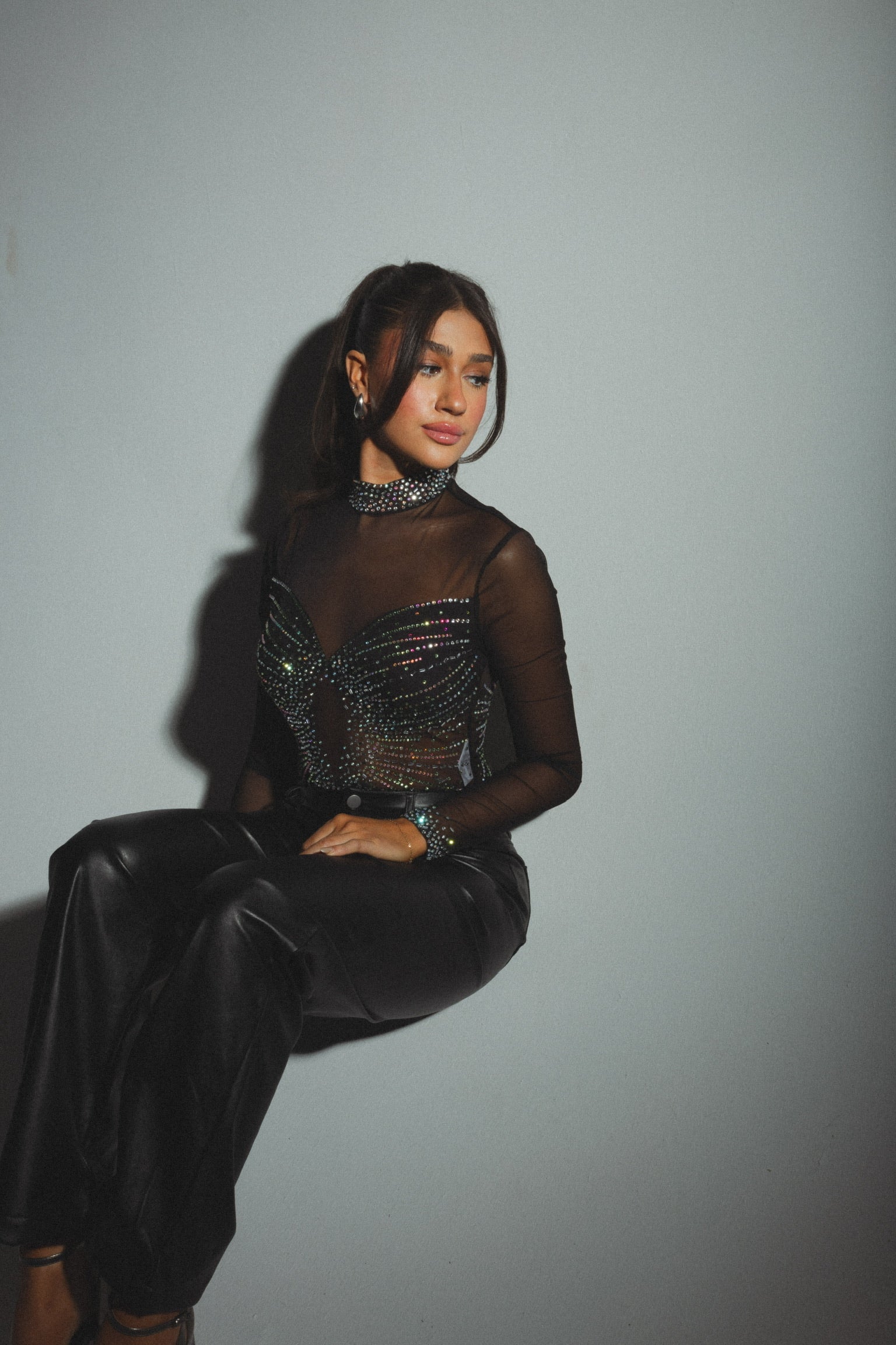 Kourtney Rhinestone Mesh Bodysuit