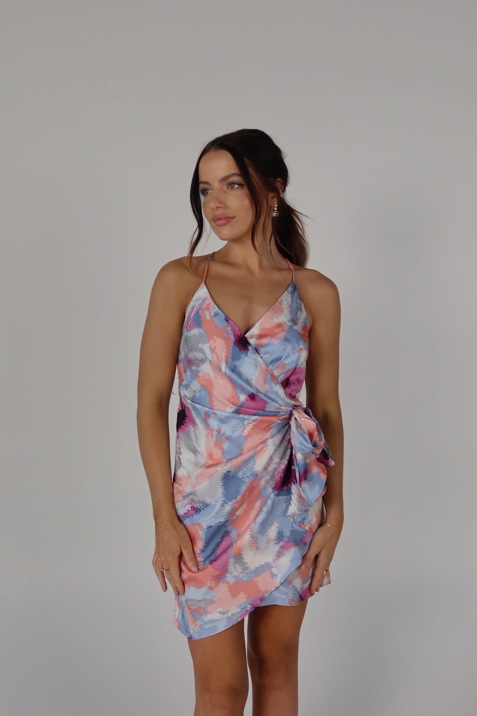 RESTOCKED :Willa Multi Color Silk Wrap Dress