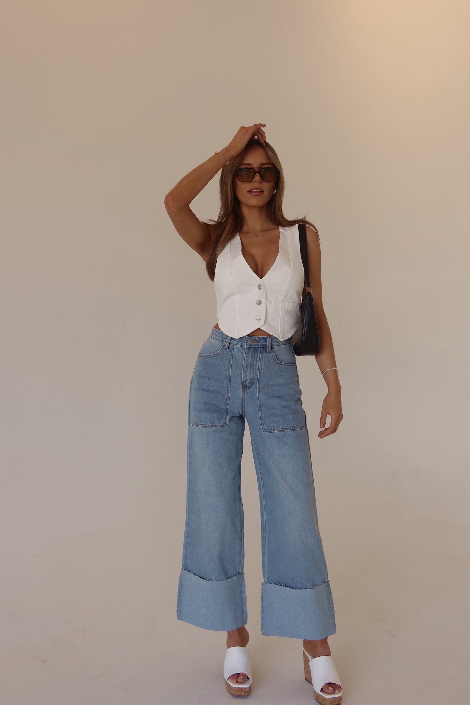 RESTOCKED :Aviana Denim Vest In White
