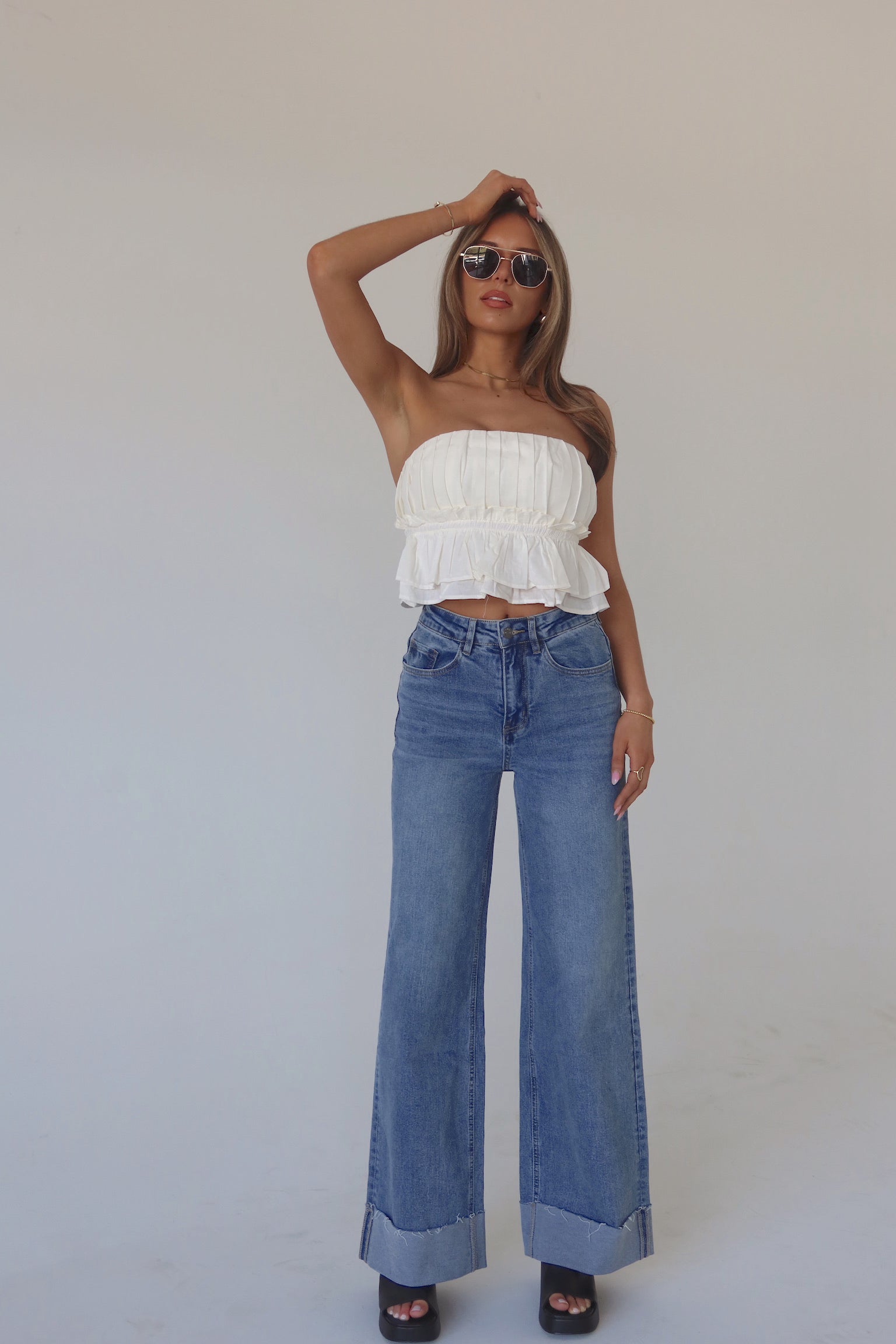 Jasmine Open Back Ruffle Top