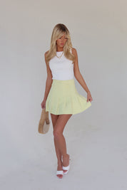 Lemon Pleated Mini Skirt